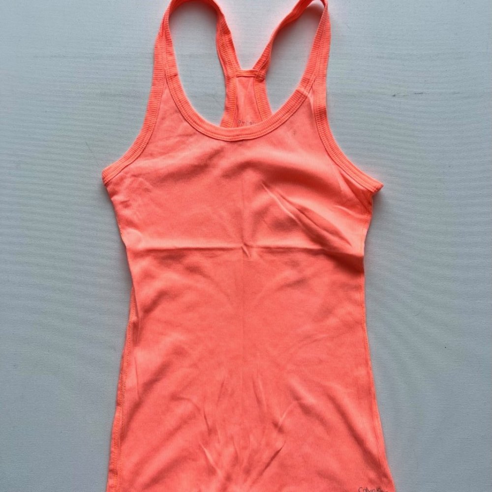 Calvin Klein CK Performance Rib Racer Neon Orange Tank ( M )